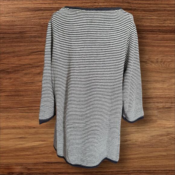 Soft Surroundings Sweater Tunic Sz 3X Navy Striped 3/4 Sleeve V-neck Nautical - Picture 8 of 11